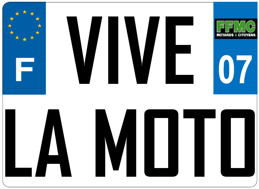 plaque voiture VIVE LA MOTO FFMC07